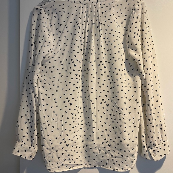 Joie Heart Print Silk Button Down Blouse medium - Picture 4 of 4